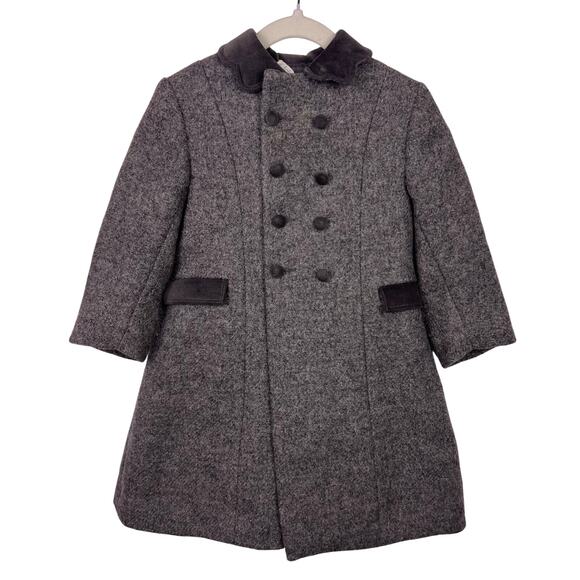 Baby Dior Wool Coat, Gray, Corduroy Collar, Double-Breasted, Classic Outerwear - Picture 1 of 16